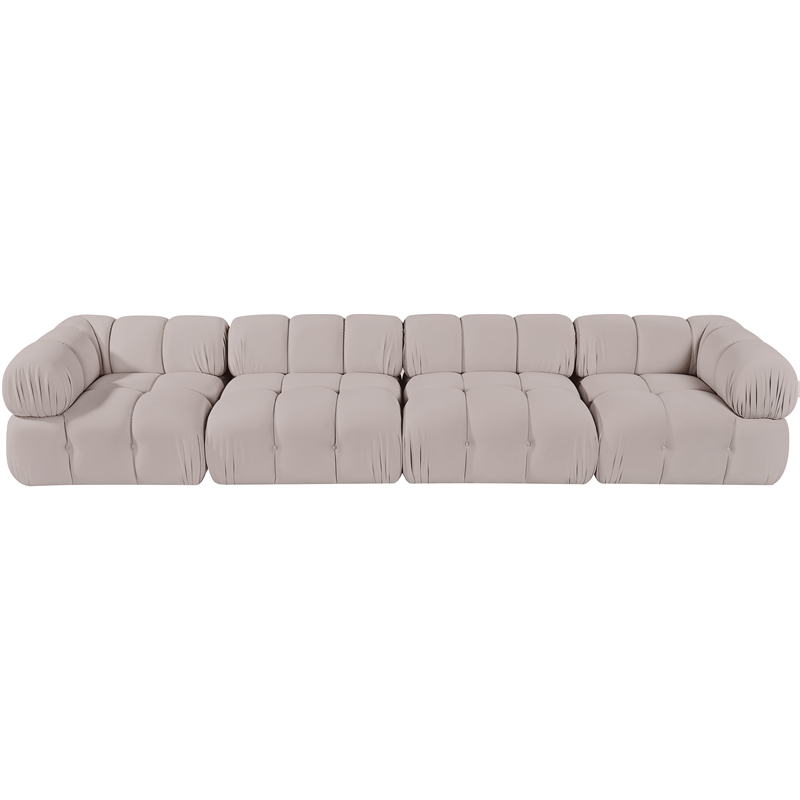 Meridian Furniture Orin Beige Velvet Performance Fabric 4 pc. Modular Sofa
