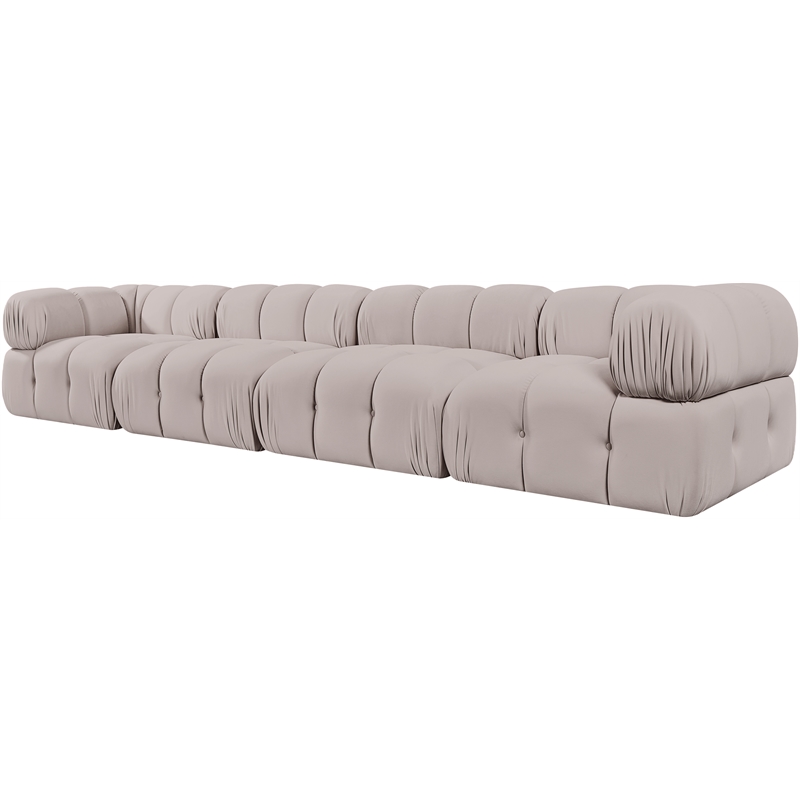 Meridian Furniture Orin Beige Velvet Performance Fabric 4 pc. Modular Sofa