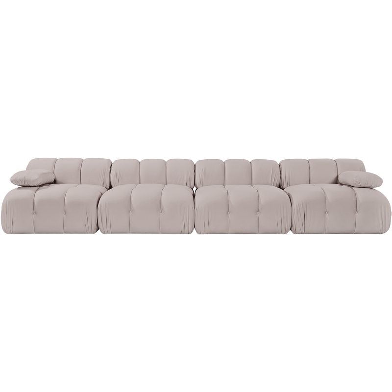 Meridian Furniture Orin Beige Velvet Performance Fabric 4 pc. Modular Sofa