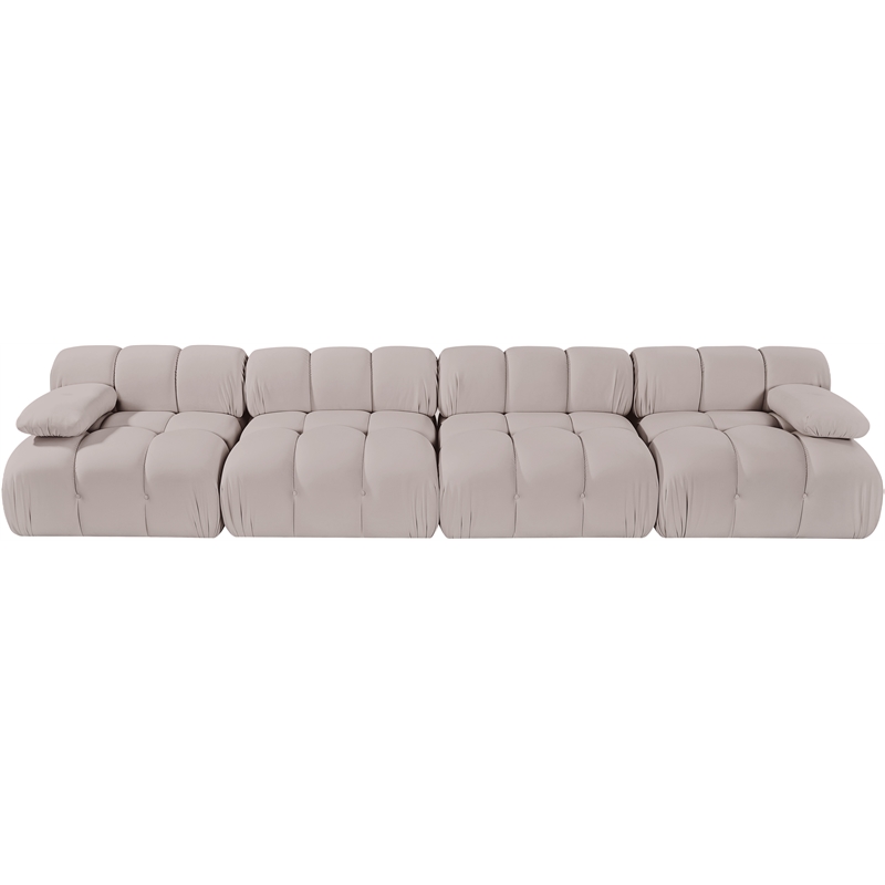 Meridian Furniture Orin Beige Velvet Performance Fabric 4 pc. Modular Sofa