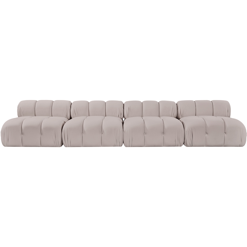 Meridian Furniture Orin Beige Velvet Performance Fabric 4 pc. Modular Sofa
