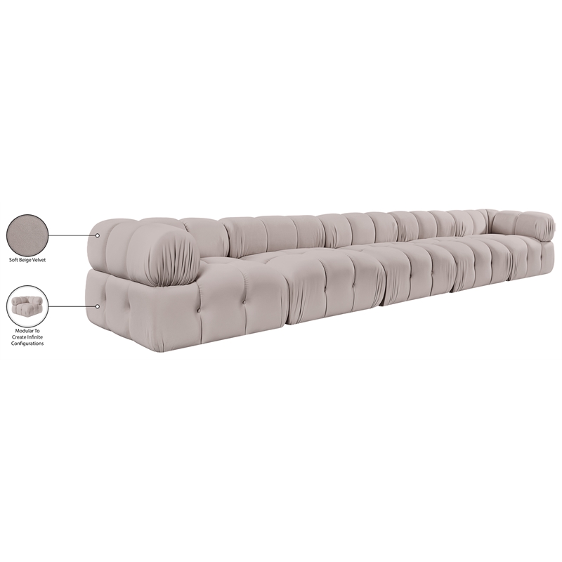 Meridian Furniture Orin Beige Velvet Performance Fabric 5 pc. Modular Sofa