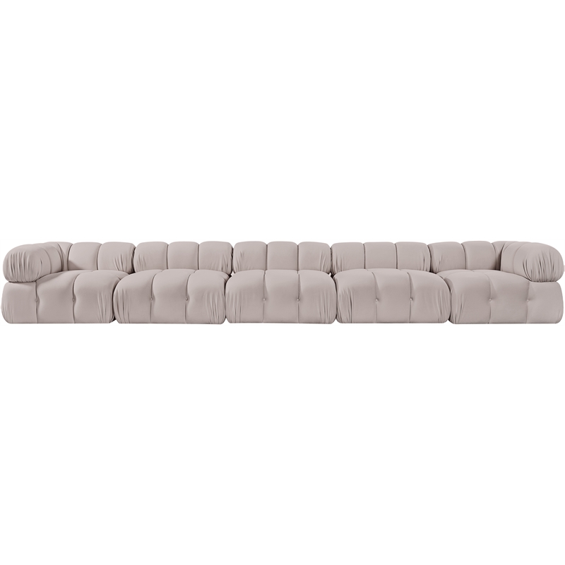 Meridian Furniture Orin Beige Velvet Performance Fabric 5 pc. Modular Sofa