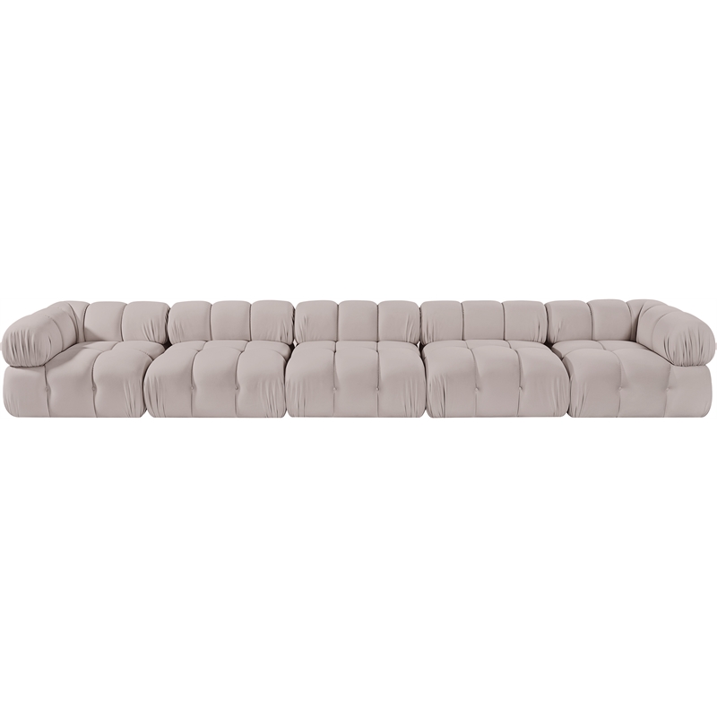 Meridian Furniture Orin Beige Velvet Performance Fabric 5 pc. Modular Sofa