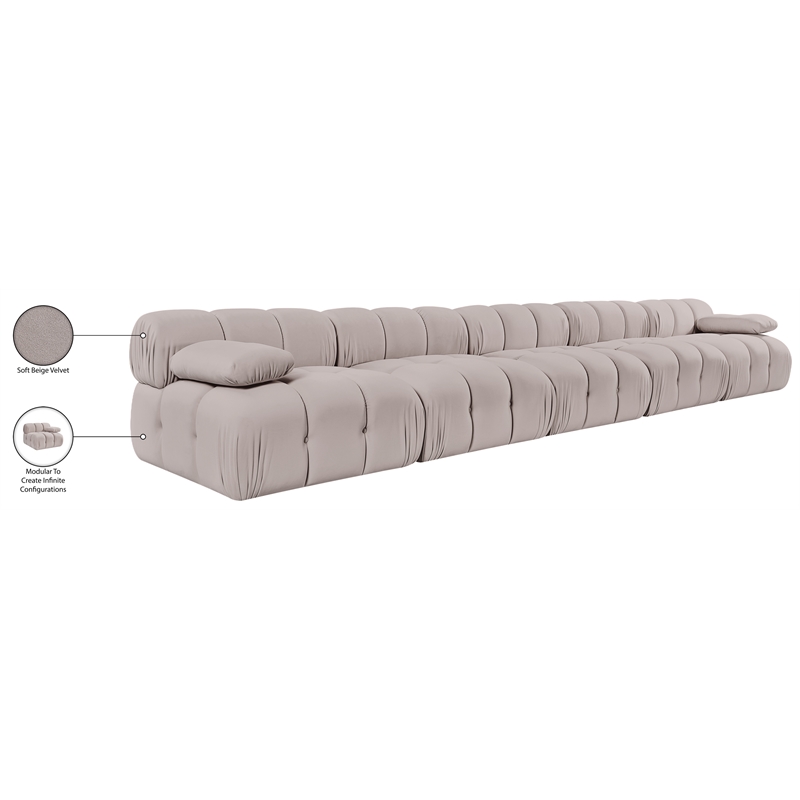 Meridian Furniture Orin Beige Velvet Performance Fabric 5 pc. Modular Sofa