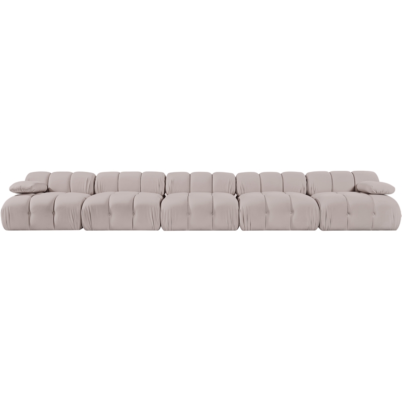 Meridian Furniture Orin Beige Velvet Performance Fabric 5 pc. Modular Sofa