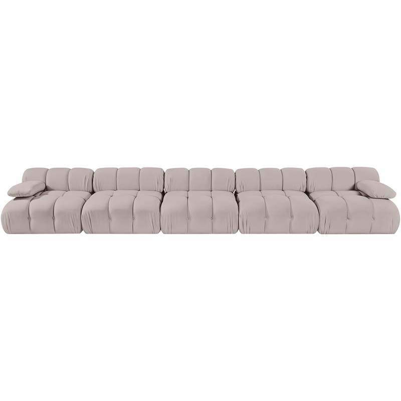 Meridian Furniture Orin Beige Velvet Performance Fabric 5 pc. Modular Sofa