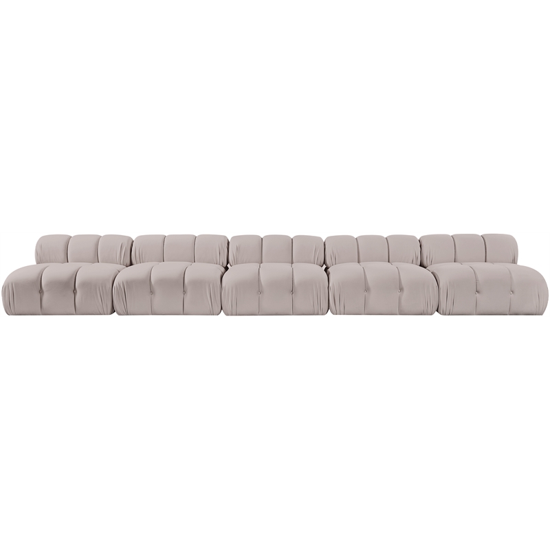 Meridian Furniture Orin Beige Velvet Performance Fabric 5 pc. Modular Sofa