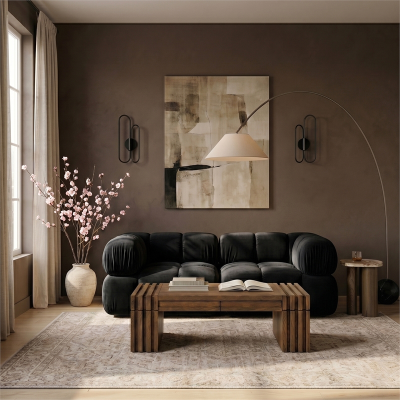 Meridian Furniture Orin Black Velvet Performance Fabric 2 pc. Modular Sofa