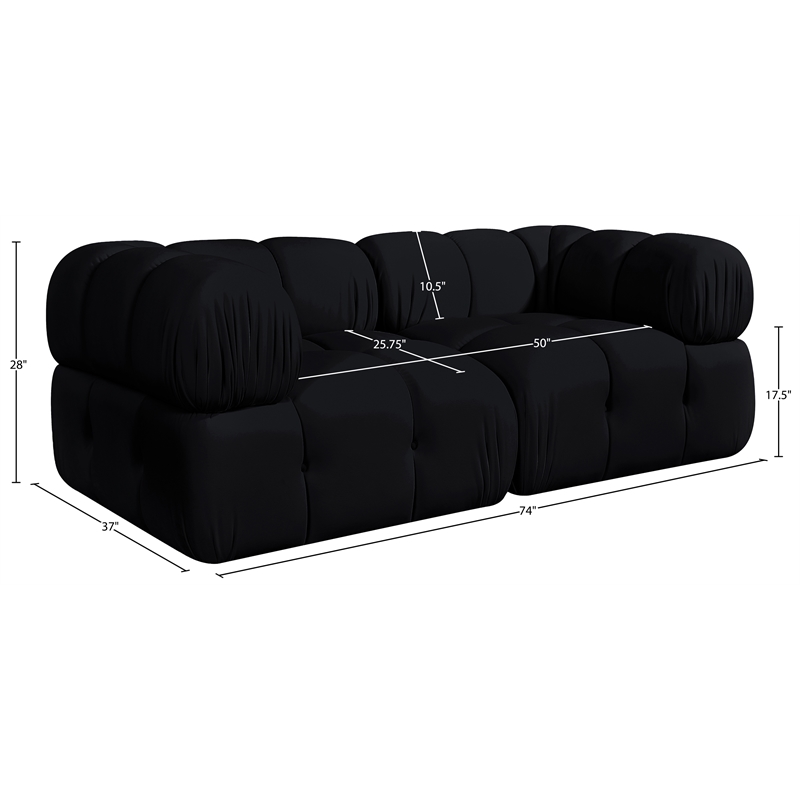 Meridian Furniture Orin Black Velvet Performance Fabric 2 pc. Modular Sofa