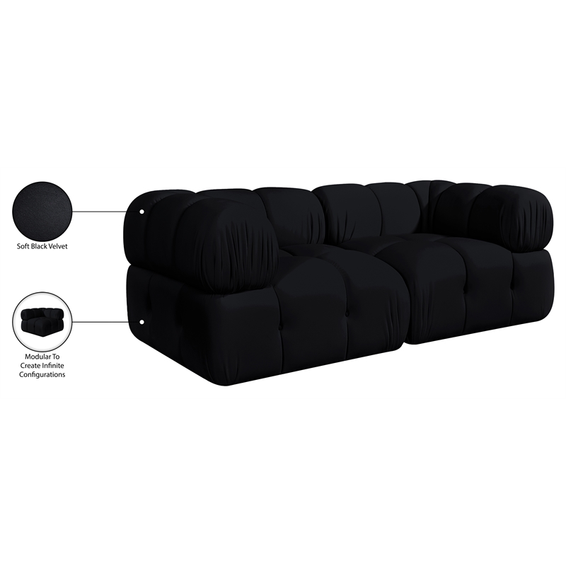 Meridian Furniture Orin Black Velvet Performance Fabric 2 pc. Modular Sofa