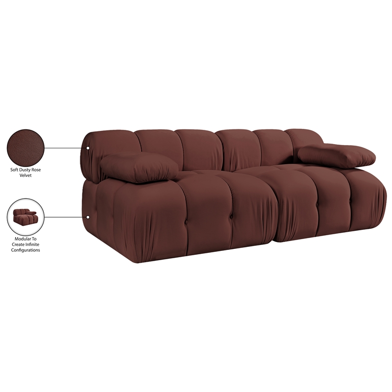 Meridian Furniture Orin Rose Velvet Performance Fabric 2 pc. Modular Sofa