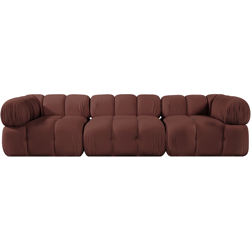 Meridian Furniture Orin Rose Velvet Performance Fabric 3 pc. Modular Sofa
