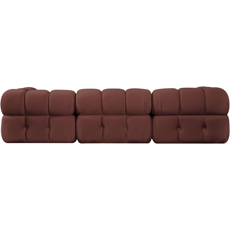 Meridian Furniture Orin Rose Velvet Performance Fabric 3 pc. Modular Sofa