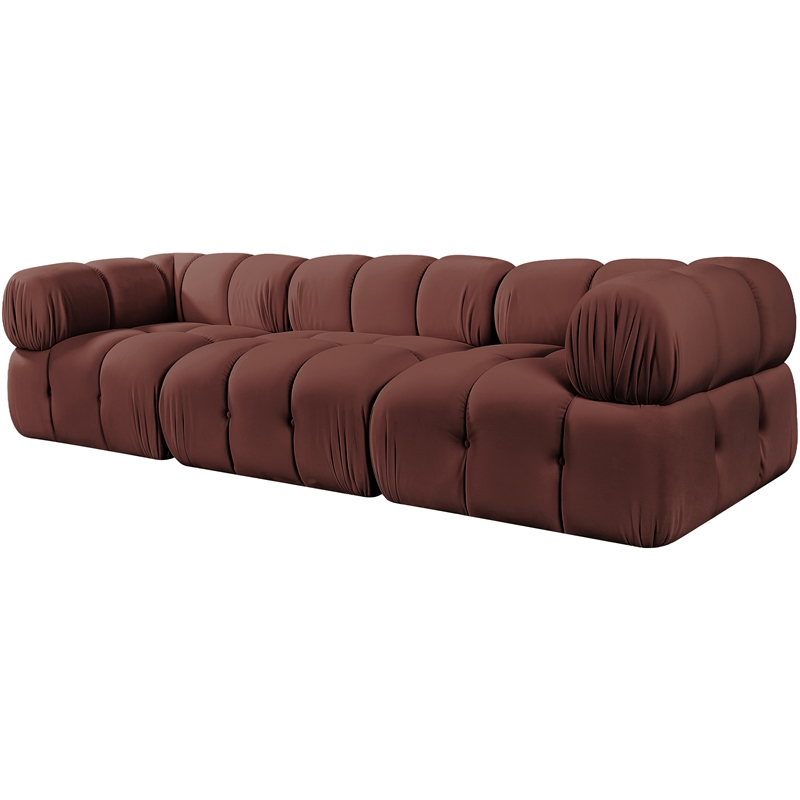 Meridian Furniture Orin Rose Velvet Performance Fabric 3 pc. Modular Sofa