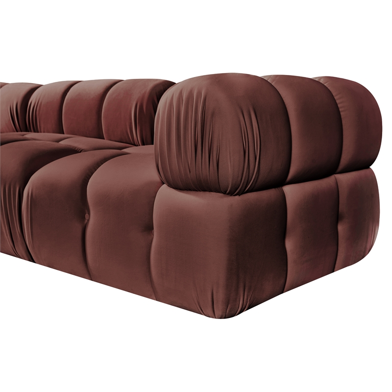 Meridian Furniture Orin Rose Velvet Performance Fabric 3 pc. Modular Sofa