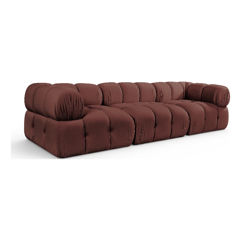 Meridian Furniture Orin Rose Velvet Performance Fabric 3 pc. Modular Sofa