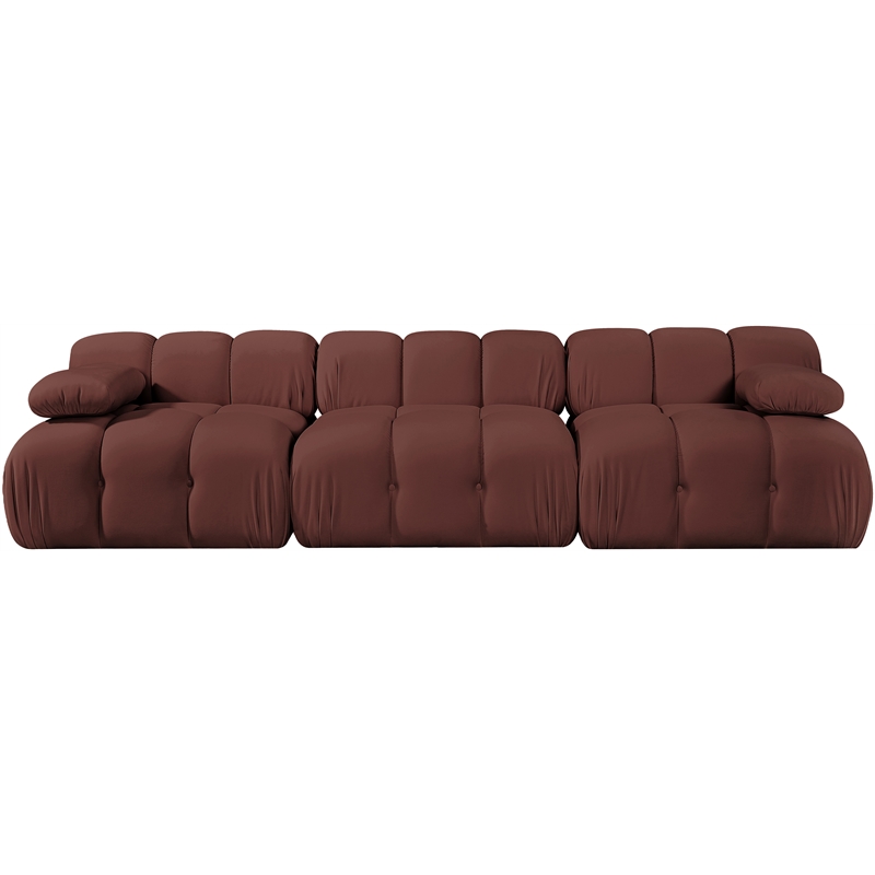 Meridian Furniture Orin Rose Velvet Performance Fabric 3 pc. Modular Sofa