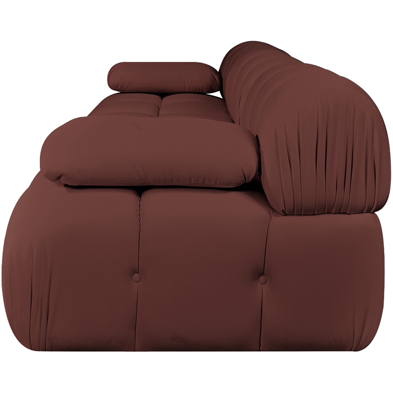 Meridian Furniture Orin Rose Velvet Performance Fabric 3 pc. Modular Sofa