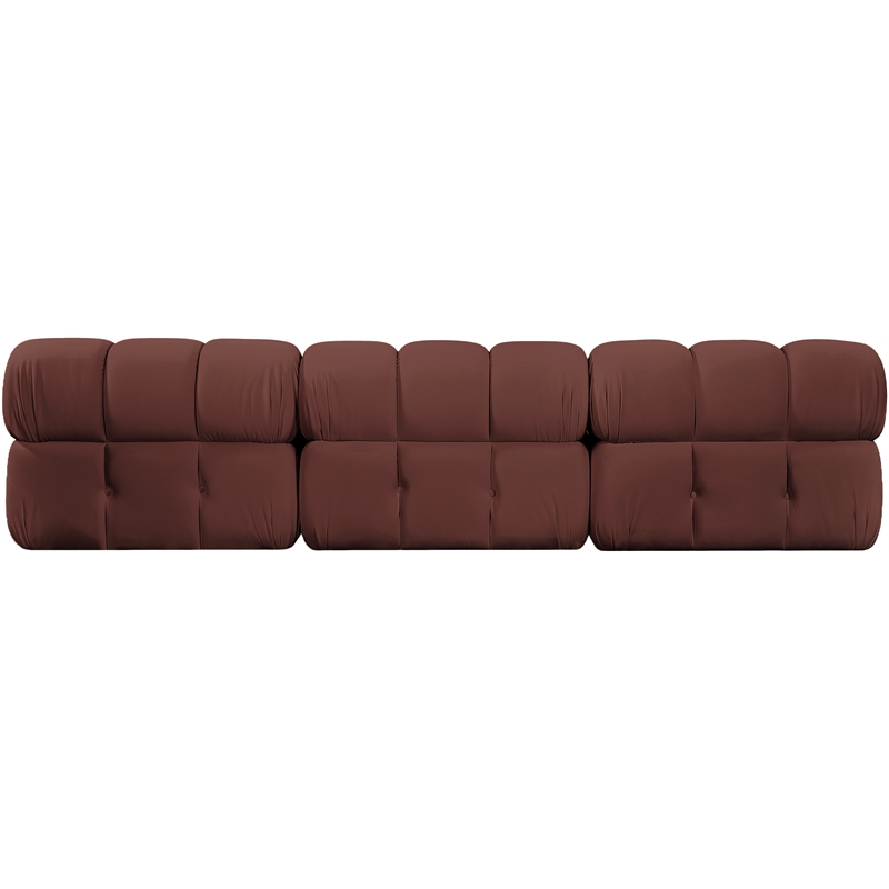 Meridian Furniture Orin Rose Velvet Performance Fabric 3 pc. Modular Sofa