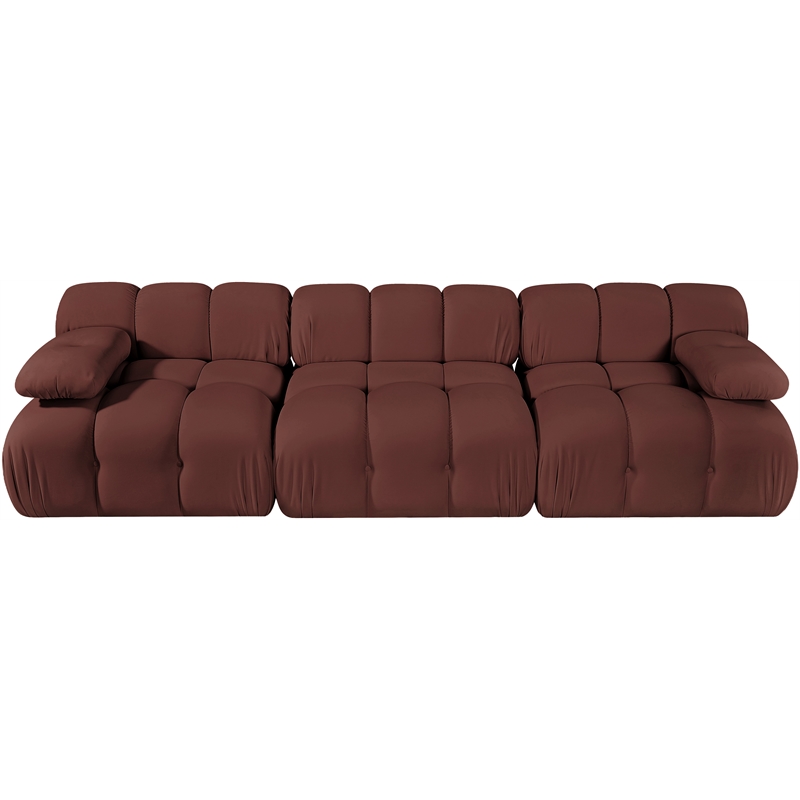 Meridian Furniture Orin Rose Velvet Performance Fabric 3 pc. Modular Sofa