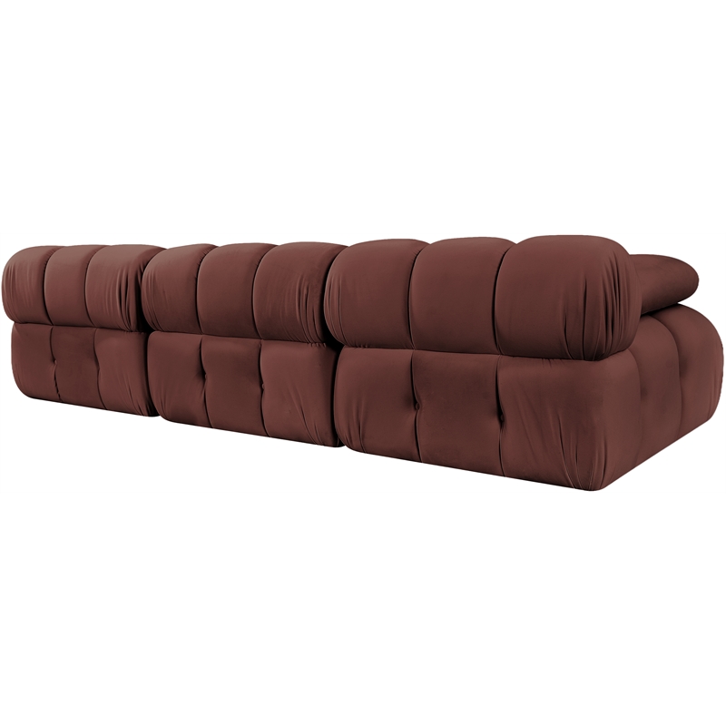 Meridian Furniture Orin Rose Velvet Performance Fabric 3 pc. Modular Sofa