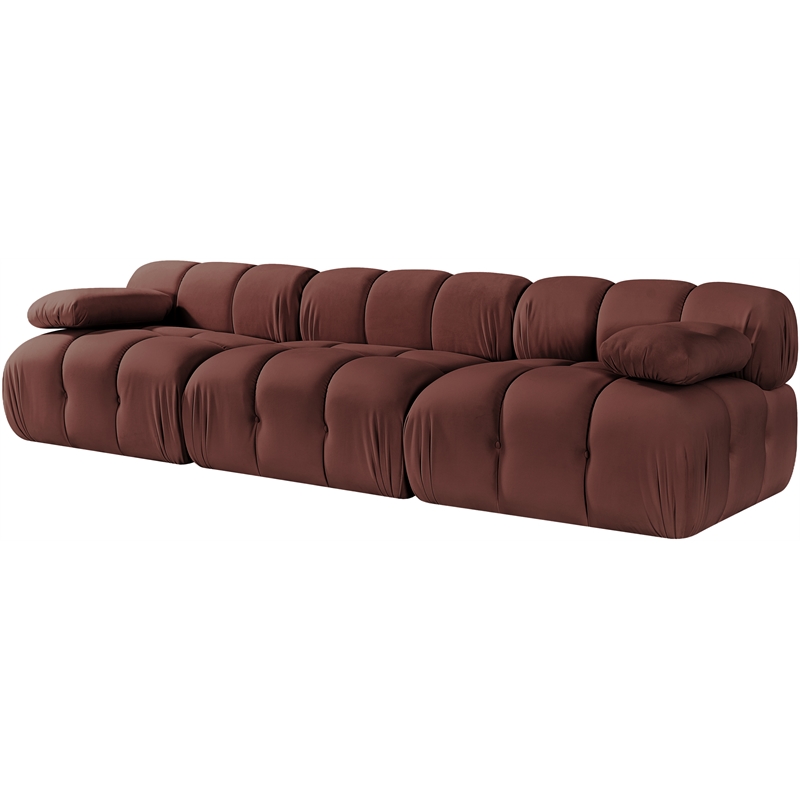Meridian Furniture Orin Rose Velvet Performance Fabric 3 pc. Modular Sofa