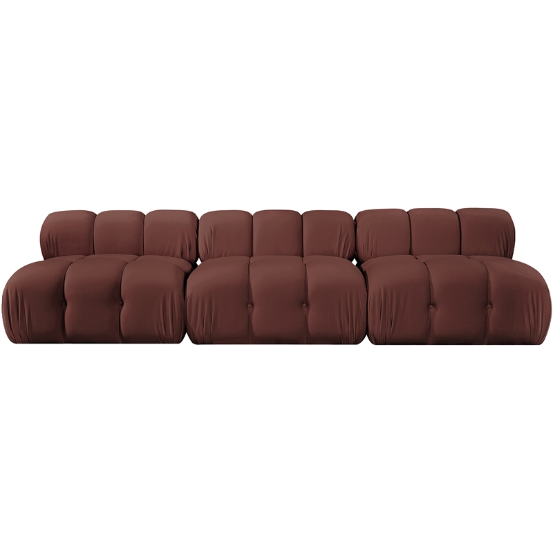 Meridian Furniture Orin Rose Velvet Performance Fabric 3 pc. Modular Sofa