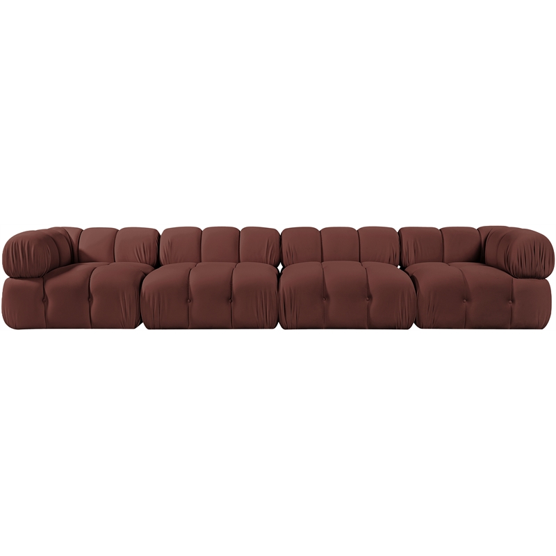 Meridian Furniture Orin Rose Velvet Performance Fabric 4 pc. Modular Sofa