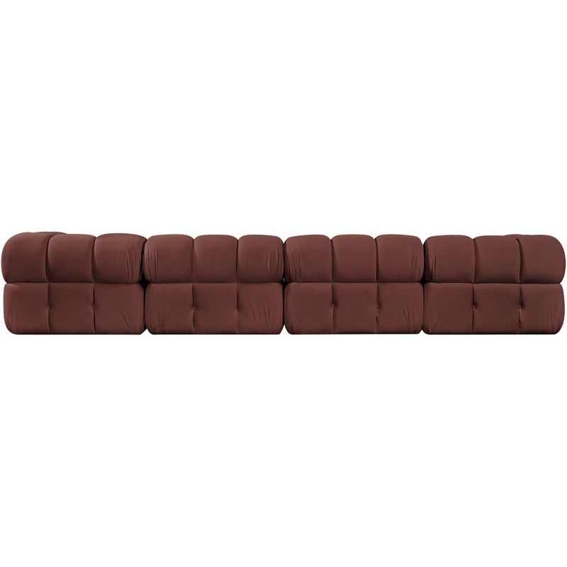Meridian Furniture Orin Rose Velvet Performance Fabric 4 pc. Modular Sofa