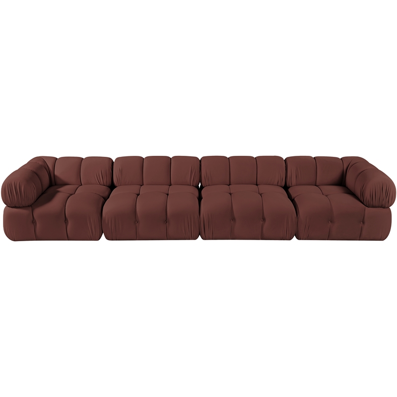 Meridian Furniture Orin Rose Velvet Performance Fabric 4 pc. Modular Sofa