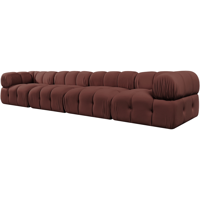 Meridian Furniture Orin Rose Velvet Performance Fabric 4 pc. Modular Sofa