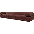 Meridian Furniture Orin Rose Velvet Performance Fabric 4 pc. Modular Sofa