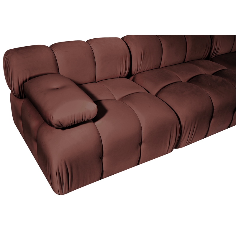 Meridian Furniture Orin Rose Velvet Performance Fabric 4 pc. Modular Sofa