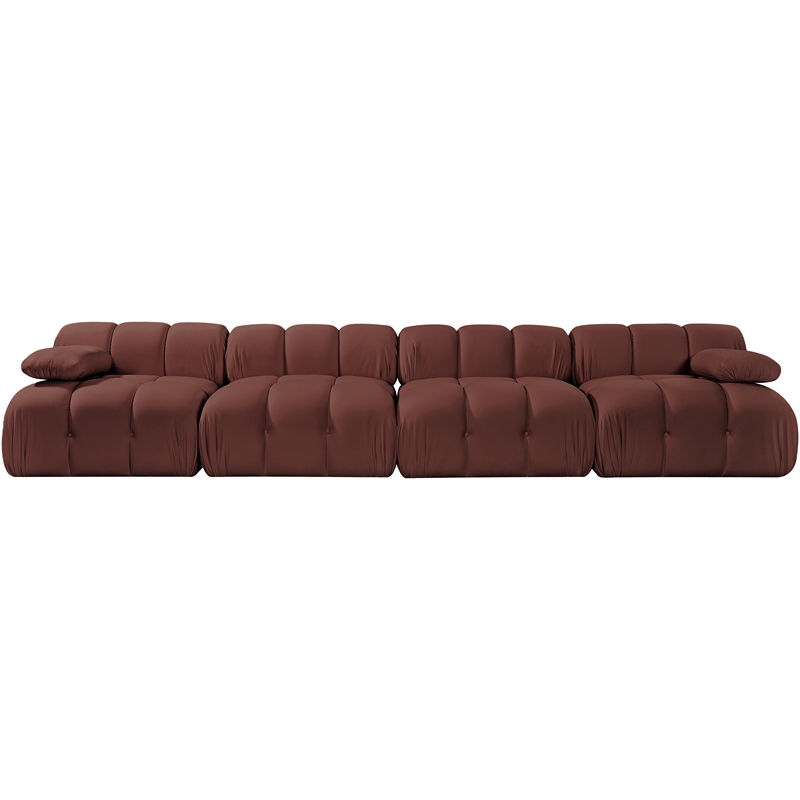 Meridian Furniture Orin Rose Velvet Performance Fabric 4 pc. Modular Sofa