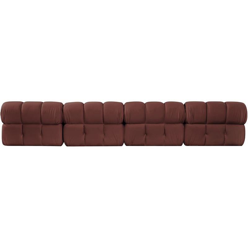 Meridian Furniture Orin Rose Velvet Performance Fabric 4 pc. Modular Sofa