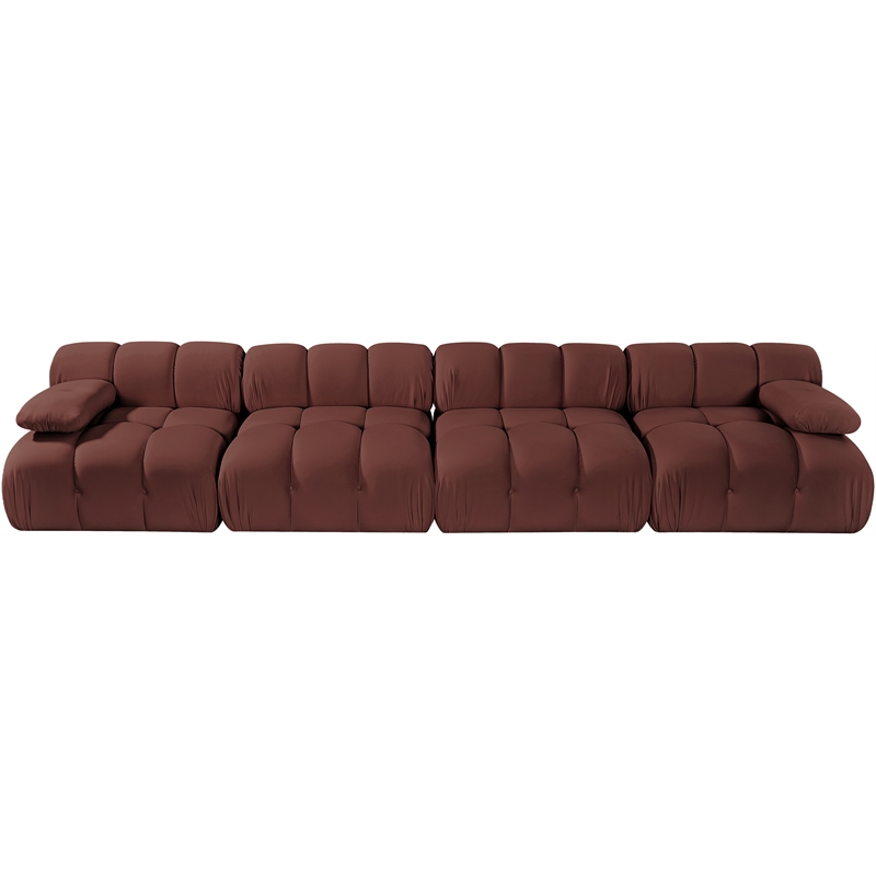 Meridian Furniture Orin Rose Velvet Performance Fabric 4 pc. Modular Sofa