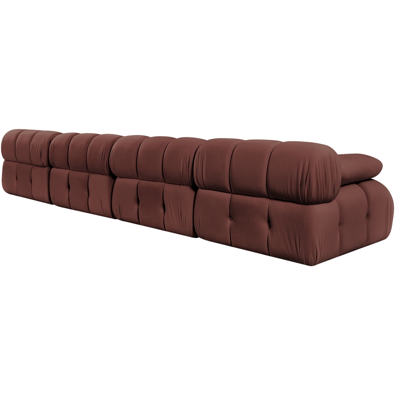 Meridian Furniture Orin Rose Velvet Performance Fabric 4 pc. Modular Sofa