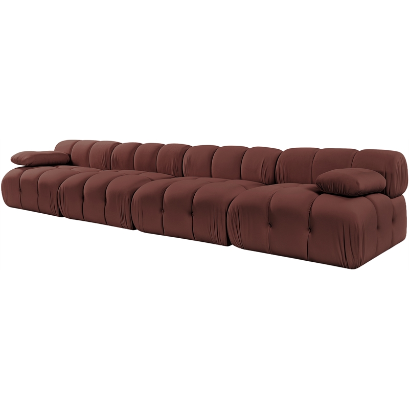 Meridian Furniture Orin Rose Velvet Performance Fabric 4 pc. Modular Sofa