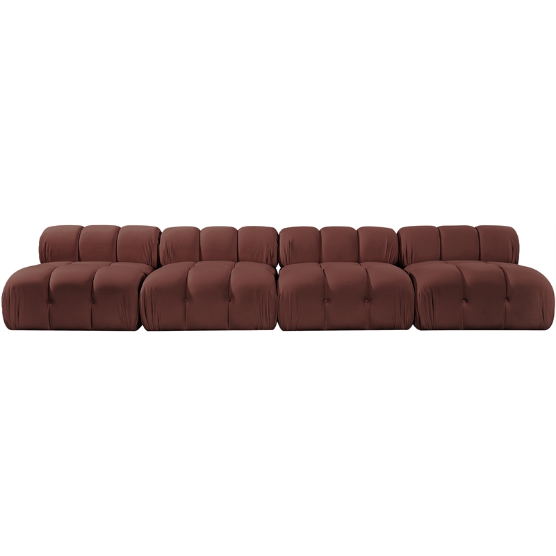 Meridian Furniture Orin Rose Velvet Performance Fabric 4 pc. Modular Sofa