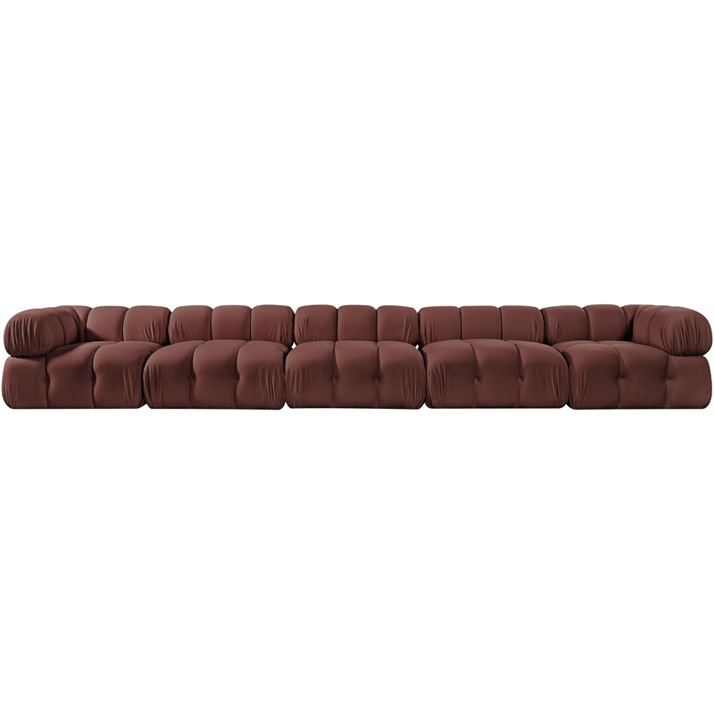 Meridian Furniture Orin Rose Velvet Performance Fabric 5 pc. Modular Sofa