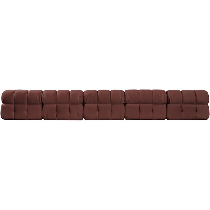 Meridian Furniture Orin Rose Velvet Performance Fabric 5 pc. Modular Sofa