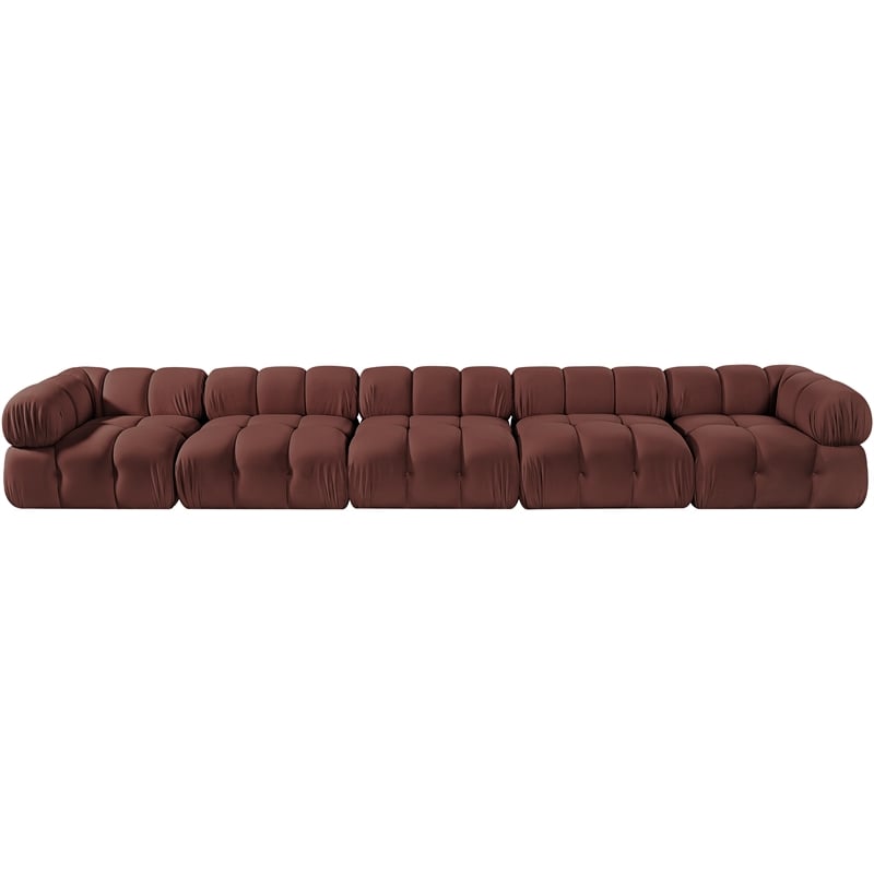 Meridian Furniture Orin Rose Velvet Performance Fabric 5 pc. Modular Sofa