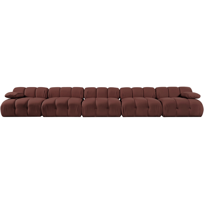 Meridian Furniture Orin Rose Velvet Performance Fabric 5 pc. Modular Sofa