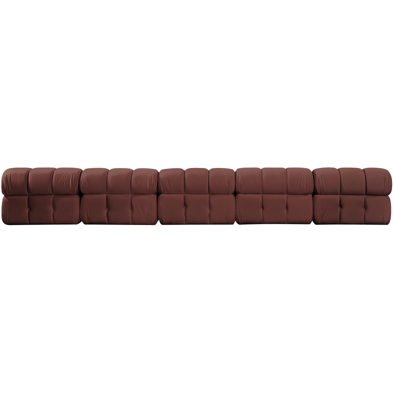 Meridian Furniture Orin Rose Velvet Performance Fabric 5 pc. Modular Sofa
