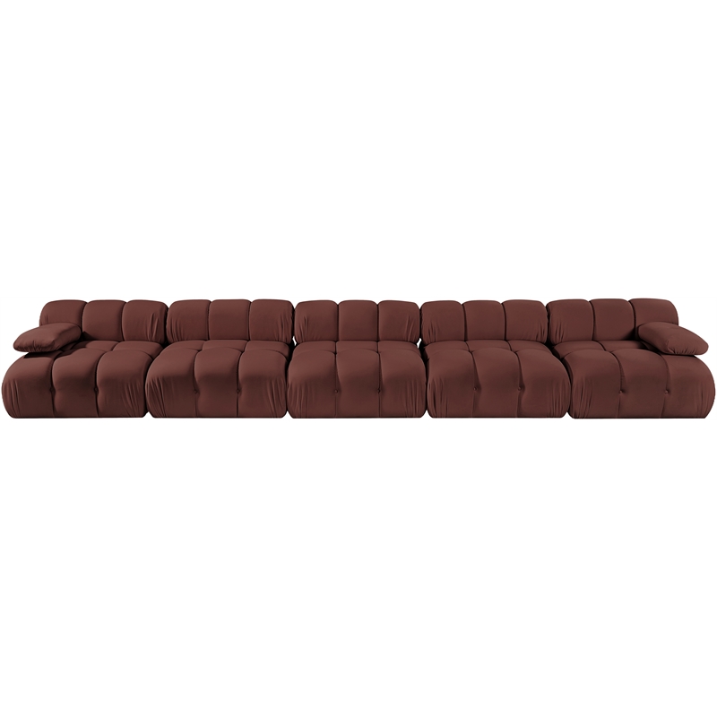 Meridian Furniture Orin Rose Velvet Performance Fabric 5 pc. Modular Sofa