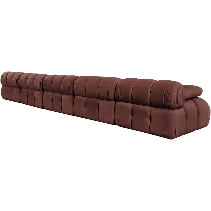 Meridian Furniture Orin Rose Velvet Performance Fabric 5 pc. Modular Sofa