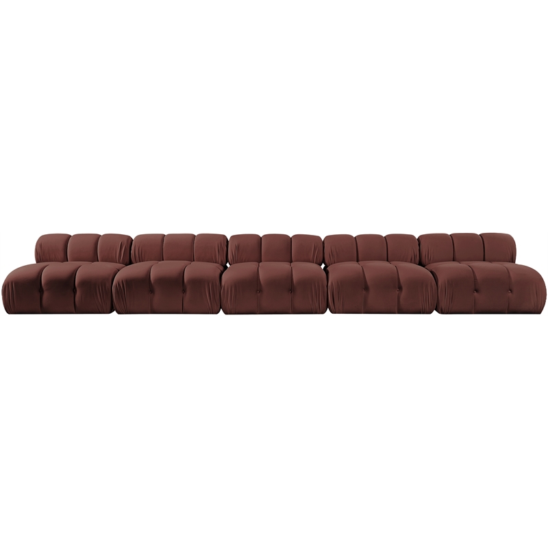 Meridian Furniture Orin Rose Velvet Performance Fabric 5 pc. Modular Sofa