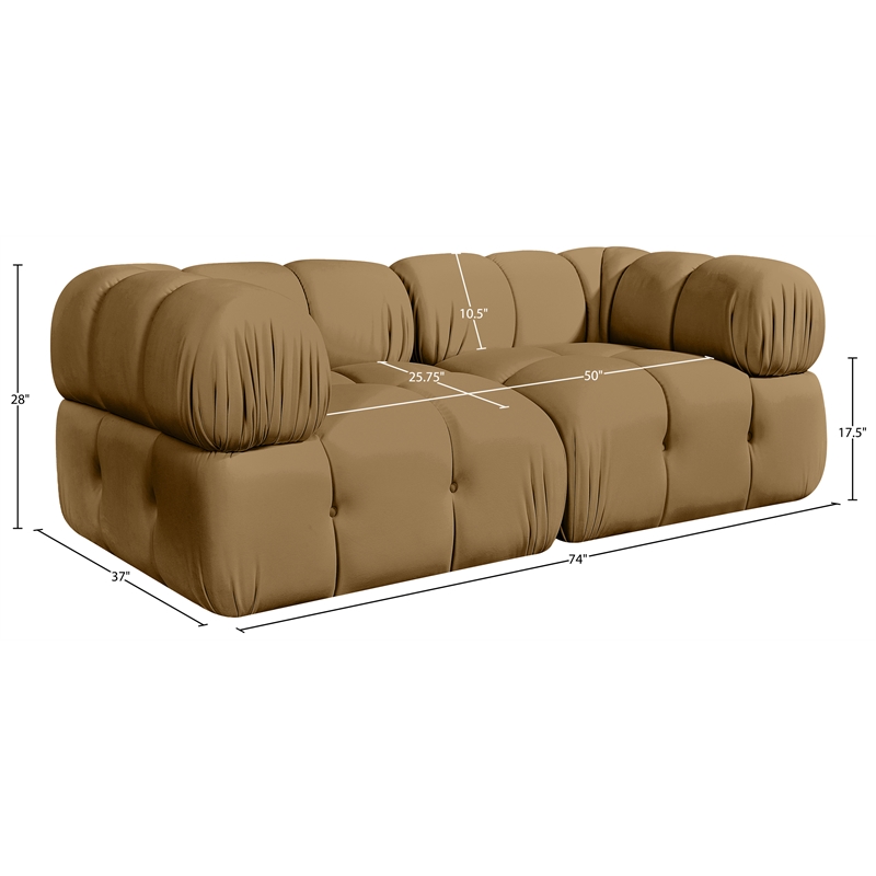 Meridian Furniture Orin Saddle Velvet Performance Fabric 2 pc. Modular Sofa
