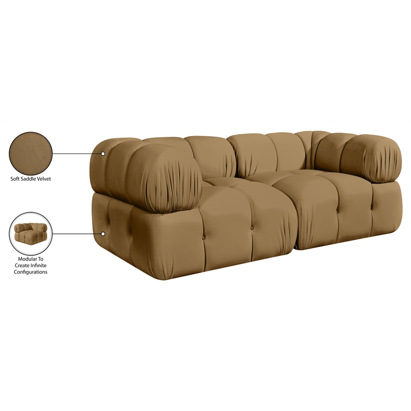 Meridian Furniture Orin Saddle Velvet Performance Fabric 2 pc. Modular Sofa
